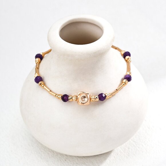 💜 Artisan Original Design Amethyst "Good Fortune" Beaded Bracelet | S925 - Picture 4 of 5